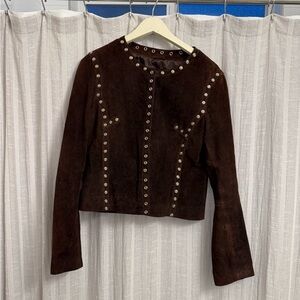 Vintage Cache Dark Brown Studded Suede Jacket